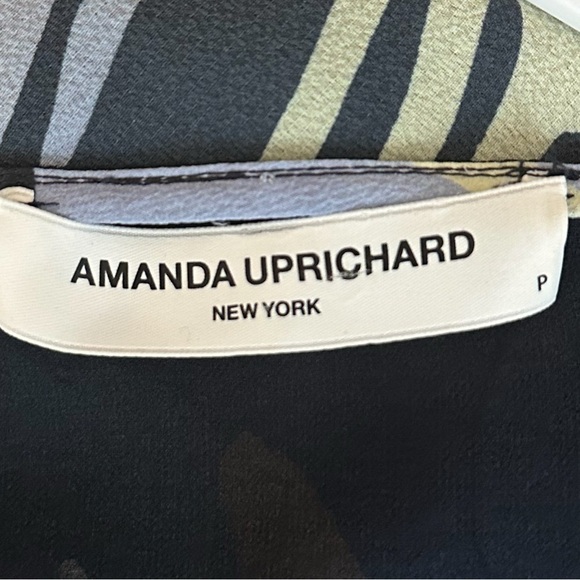 Amanda Uprichard Botanical Floral Tropical Wrap Bell Sleeve Dress Navy Multi S - Picture 7 of 11